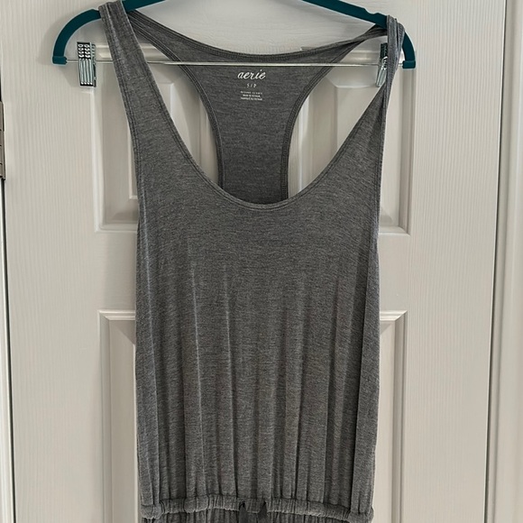 Aerie Gray Soft Razorback Lounge Romper with Drawstring Waist Women’s Small - Picture 3 of 13